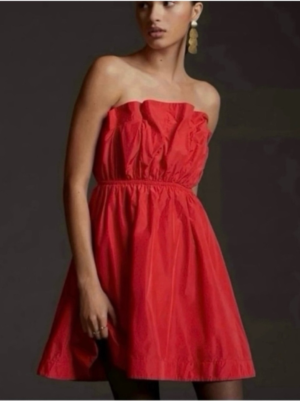 Anthropologie Ruffled Taffeta Mini Dress ~ NWT